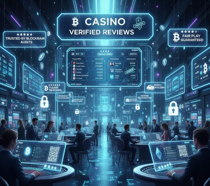 holographic image of a crypto casino and reviews